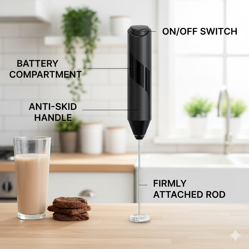 Battery Operated Stainless Steel Milk Frother