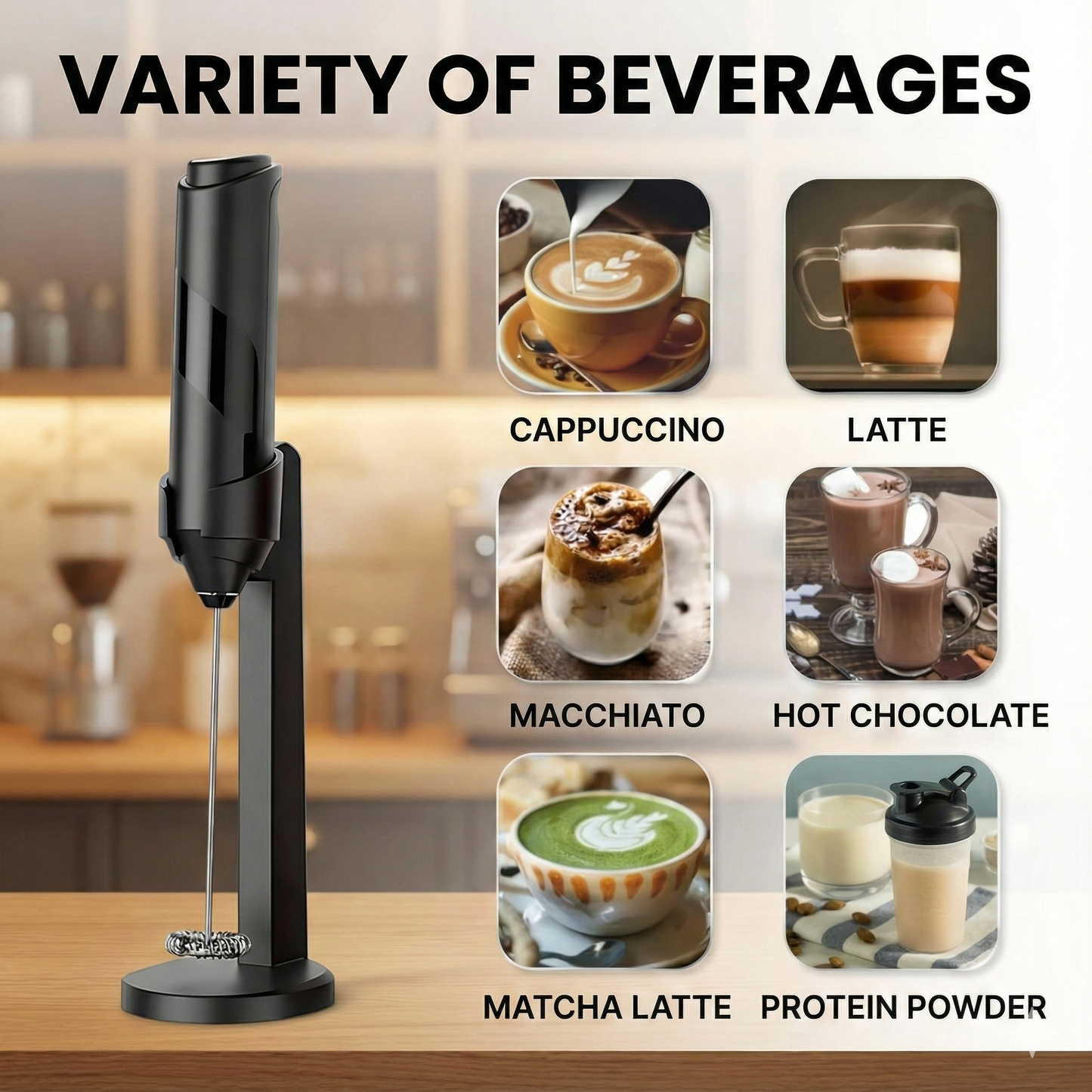 Battery Operated Stainless Steel Milk Frother